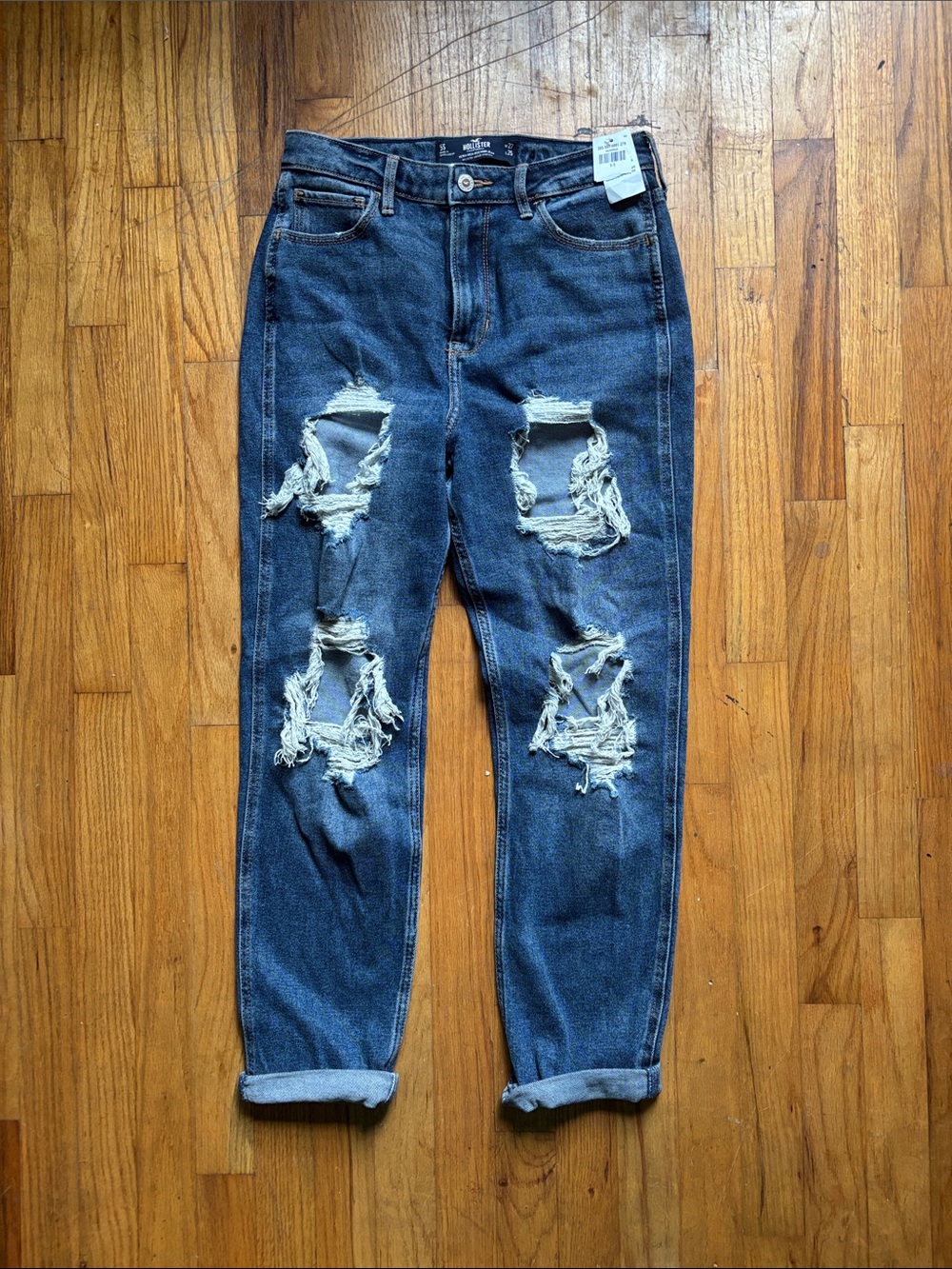 Hollister Blue Ripped Boyfriend Jeans